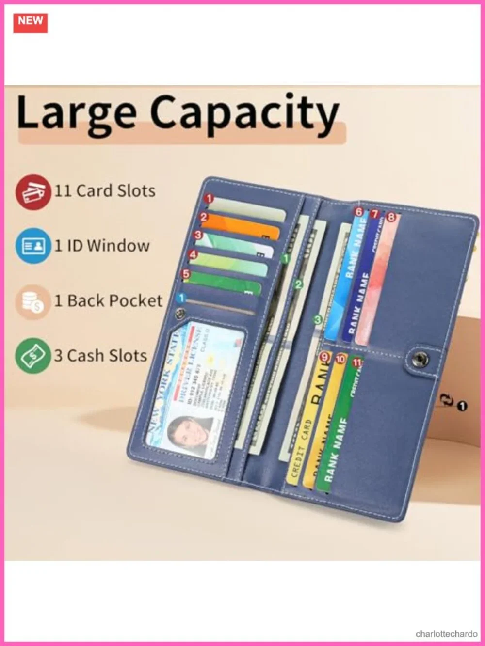 Slim Bifold Wallet for Women RFID Blocking Faux Leather Credit Card Holder